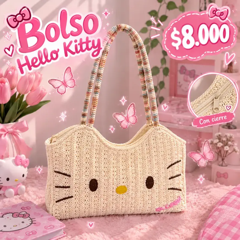 Bolso Hello Kitty con cierre y diseño adorable