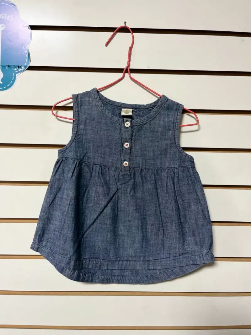 Polera de mezclilla para niña con botones - 1