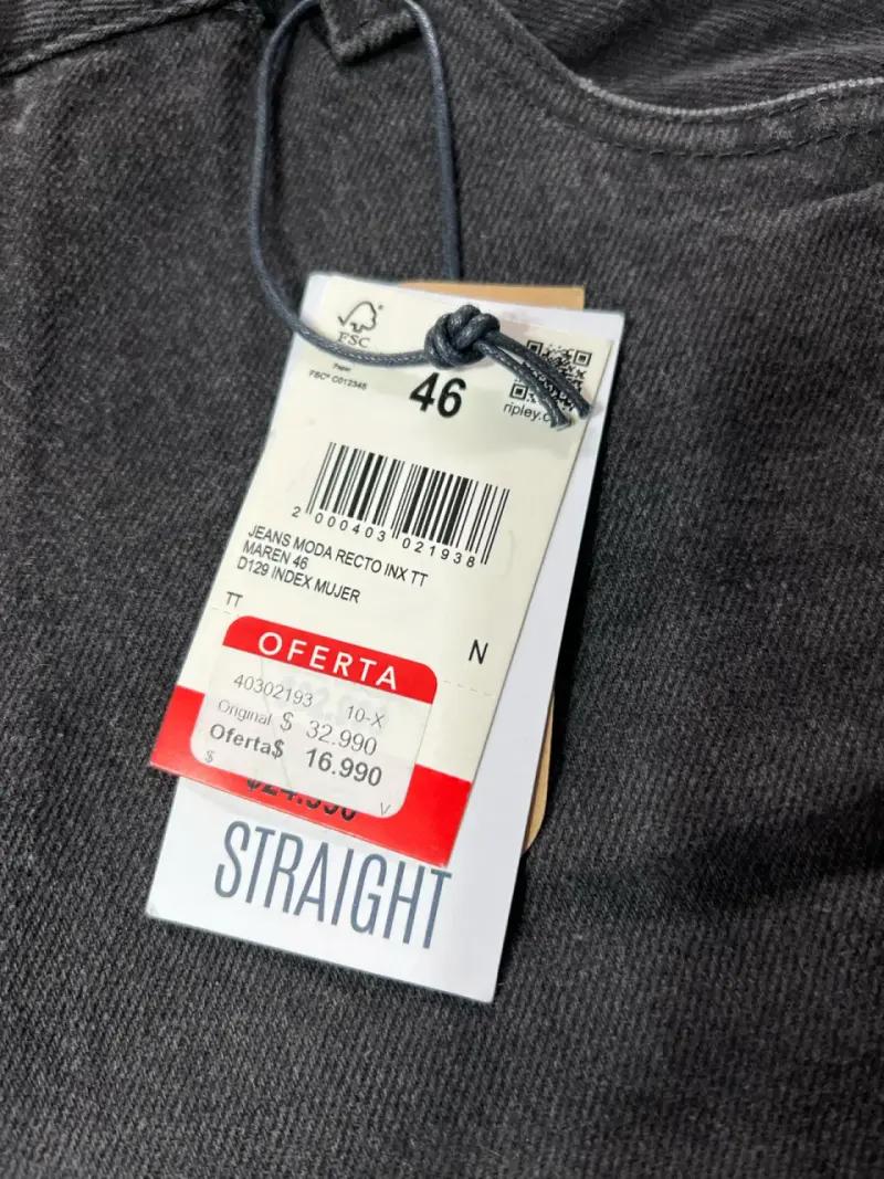 Jeans rectos negros para mujer talla 46 - 2