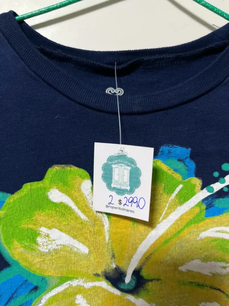 Polera niña azul con flor Old Navy - 3