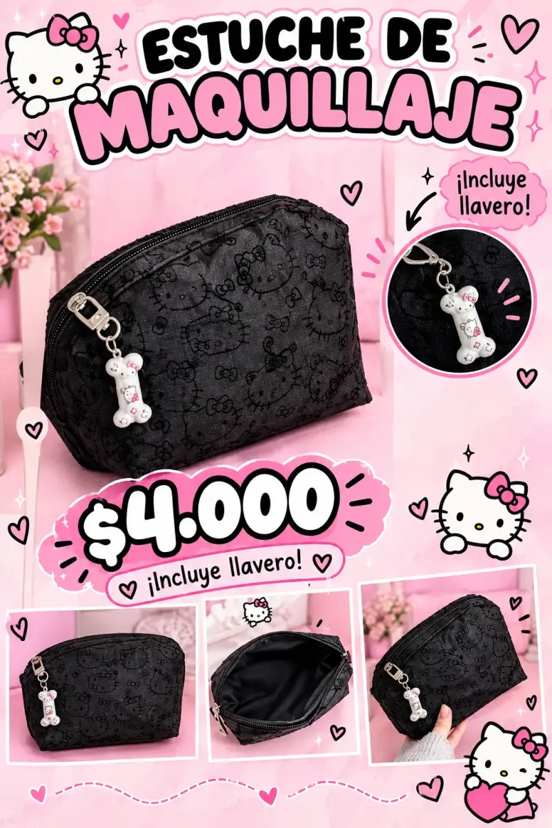 Estuche de maquillaje Hello Kitty con llavero