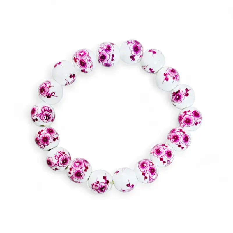Pulsera De Cuentas De Cerámica Diseño Floral - 1