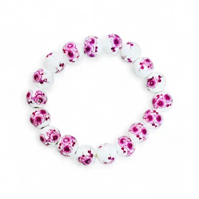 Pulsera De Cuentas De Cerámica Diseño Floral - miniatura 1