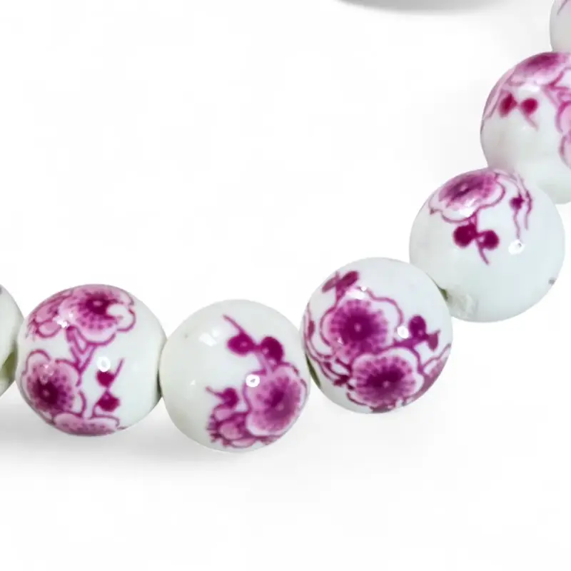 Pulsera De Cuentas De Cerámica Diseño Floral - 2