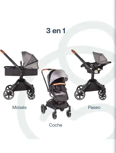 Coche de bebé 3 en 1 con moisés y paseo - miniatura 1