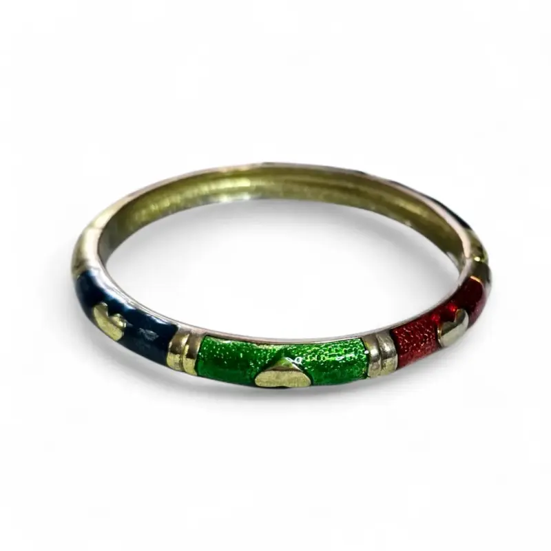 Pulsera Rígida Dorada con Esmalte Multicolor - 1