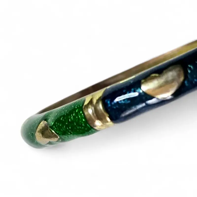 Pulsera Rígida Dorada con Esmalte Multicolor - 2