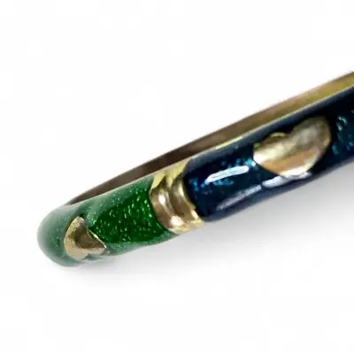 Pulsera Rígida Dorada con Esmalte Multicolor - miniatura 2