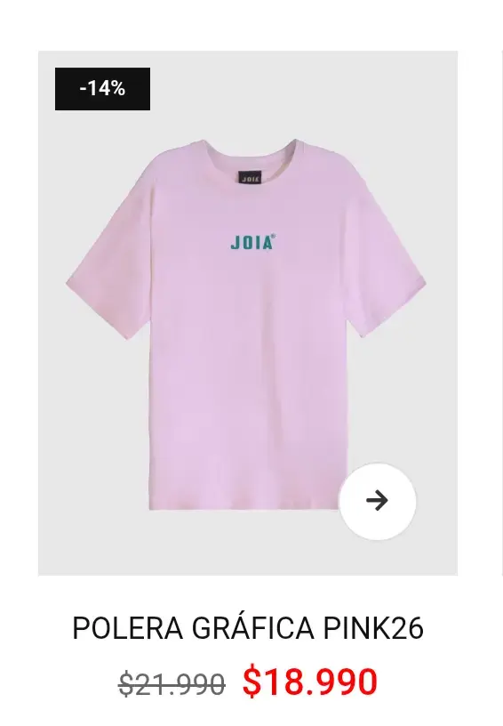 Polera joia , precio tienda $18.990 oferta $11.990 - 2