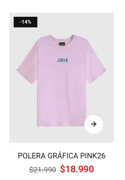 Polera joia , precio tienda $18.990 oferta $11.990 - miniatura 2