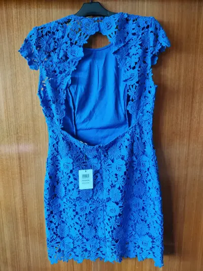 Vestido de encaje azul floral para mujer - miniatura 2