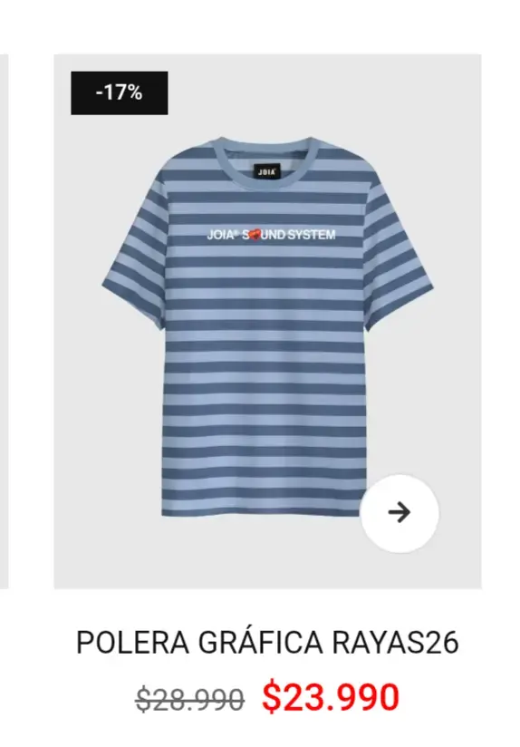 Polera Joia , precio tienda $23.990 oferta $14.990 - 2