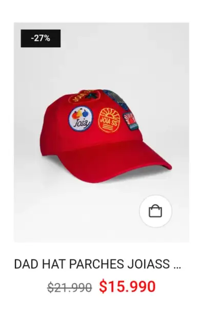 Gorra Joia precio tienda $15.990 oferta $9.990 - miniatura 2