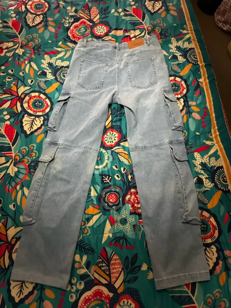 Pantalones cargo de mezclilla azul claro - 2