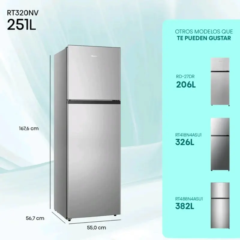 Refrigerador Hisense RT320NV 251L Plata - 1