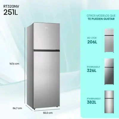 Refrigerador Hisense RT320NV 251L Plata - miniatura 1