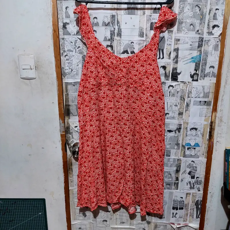 Vestido rojo floral talla 2XL para mujer - 1