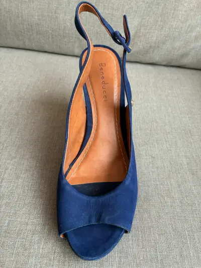 Sandalias de tacón azul con diseño Beneducci - miniatura 3