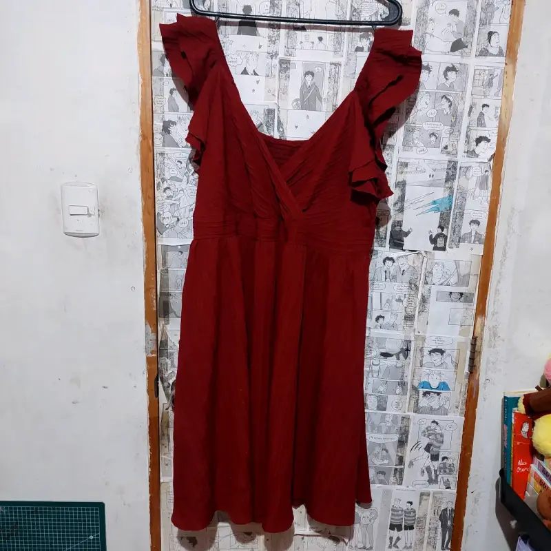Vestido rojo con volantes para mujer 3XL - 3