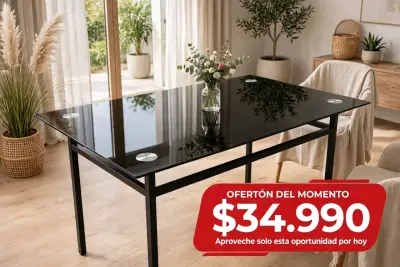 Mesa de comedor moderna de vidrio negro - miniatura 1