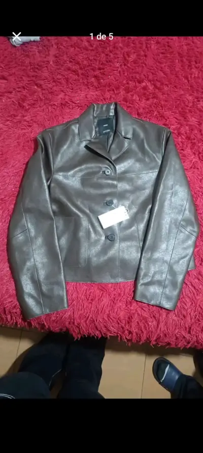 Chaqueta de cuero sintético MNG marrón - miniatura 1
