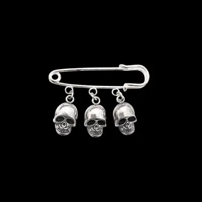 Pin Broche Alfiler de Gancho con Tres Calaveras - miniatura 2