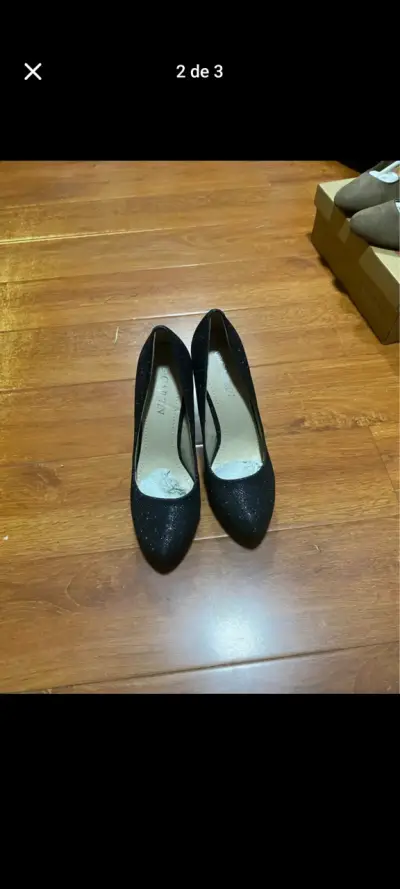 Tacones negros brillantes Carbet para mujer - miniatura 2