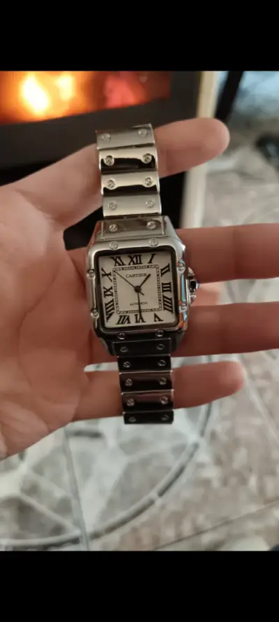 Reloj Cartier Santos  de acero inoxidable - miniatura 1
