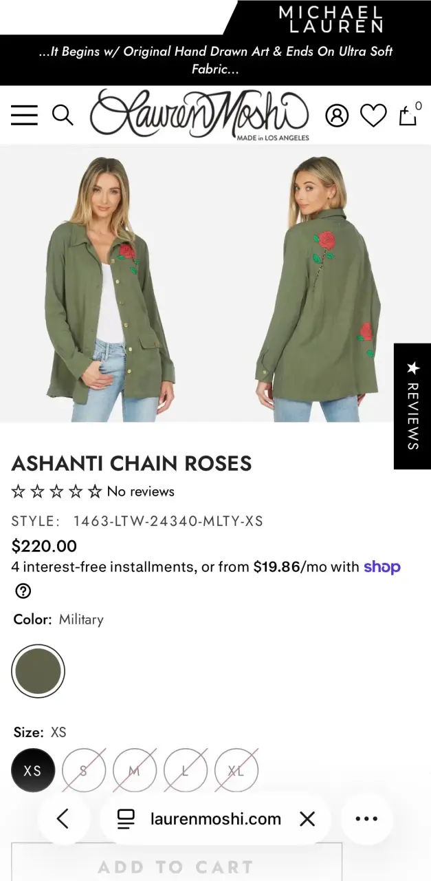 Chaqueta verde militar con bordado de rosas Lauren Moshi - 1