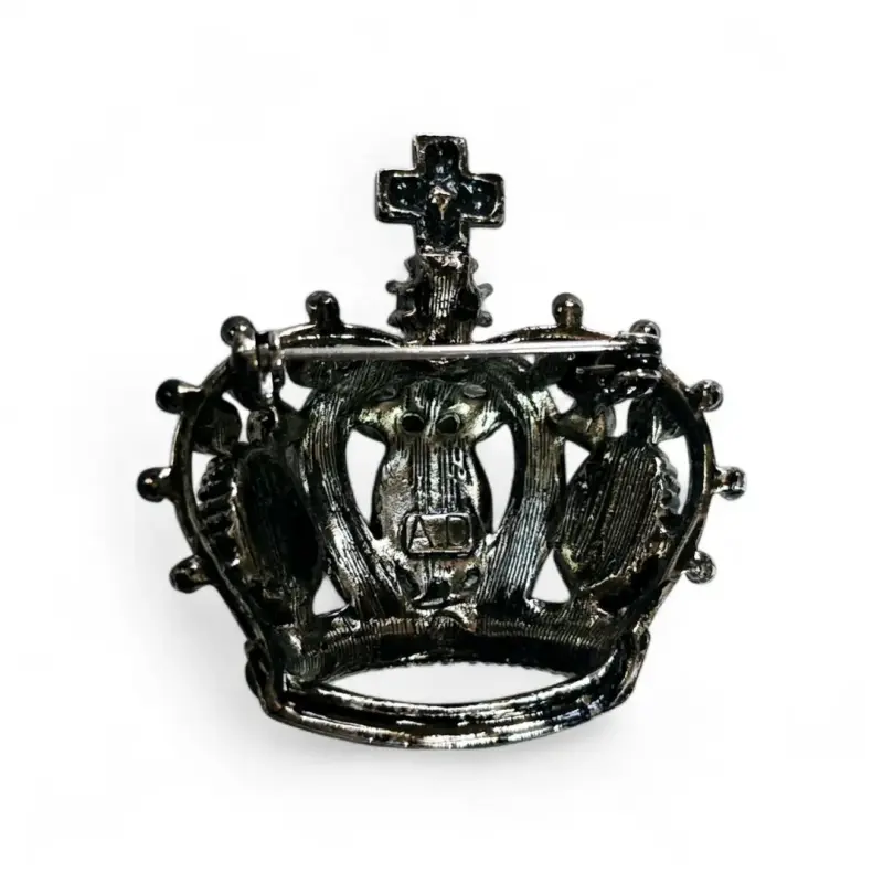 Prendedor Broche Corona con Cristales Negros - 3
