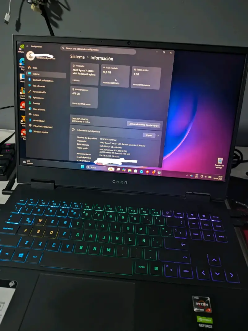 Laptop HP Omen Ryzen 7 4800H 16GB RAM - 1