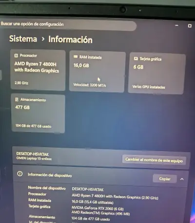 Laptop HP Omen Ryzen 7 4800H 16GB RAM - miniatura 5