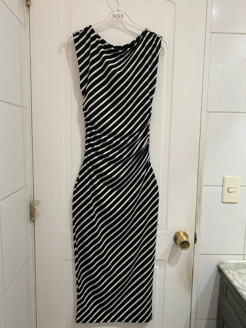 Vestido de rayas blanco y negro H&M - 1