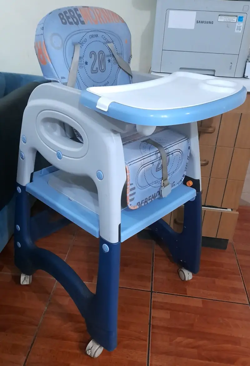 Silla de Comer para Bebé Azul con Bandeja - 1