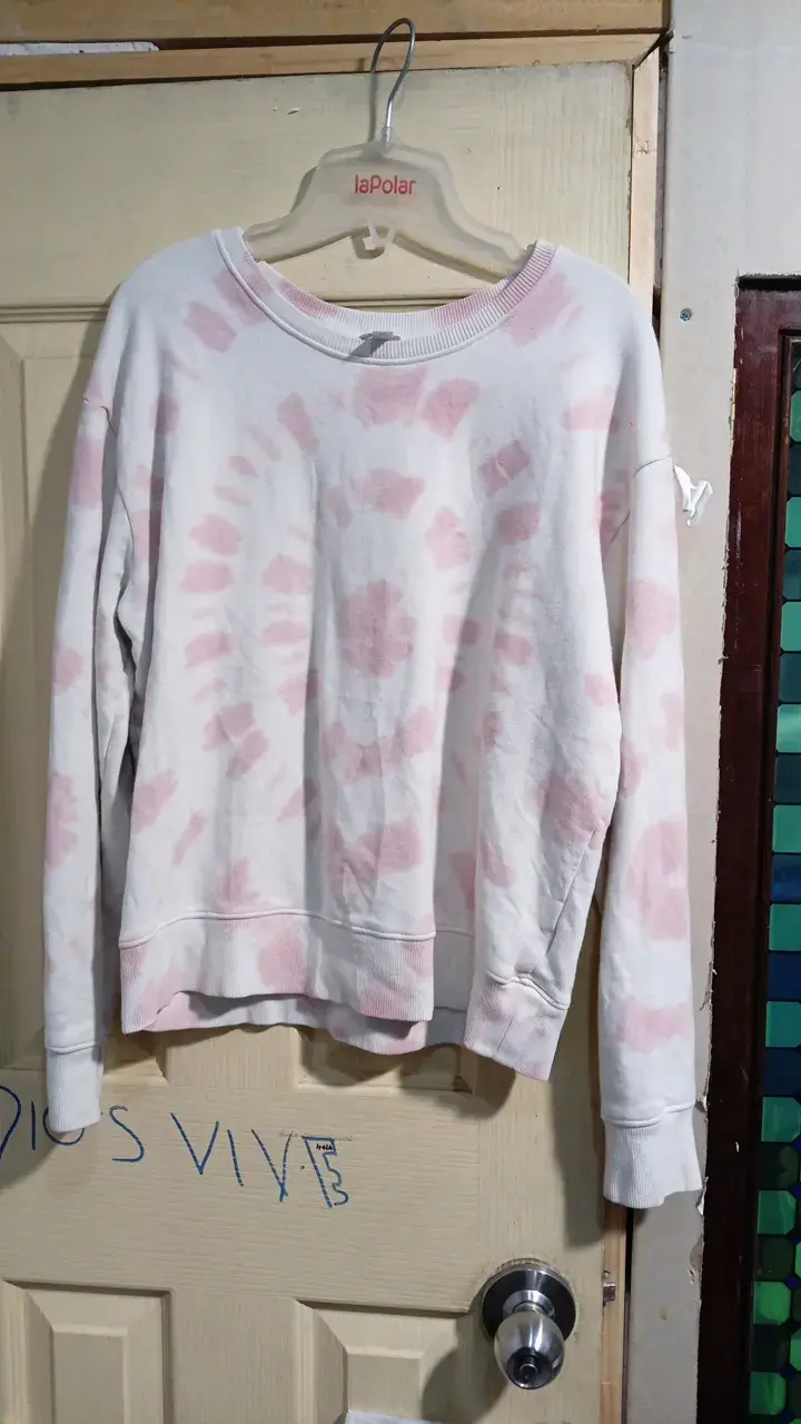 Polerón tie-dye blanco y rosado talla M - 1