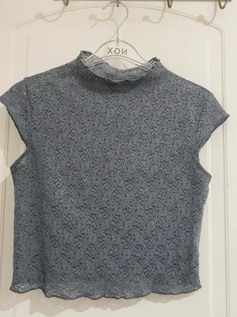 Polera de encaje gris Sybilla para mujer - 2