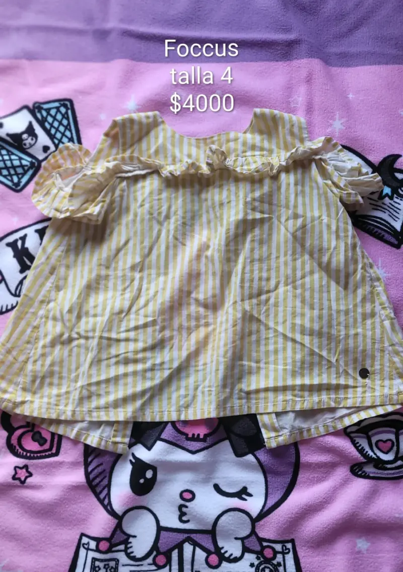 Polera rayado amarillo talla 4 para niña