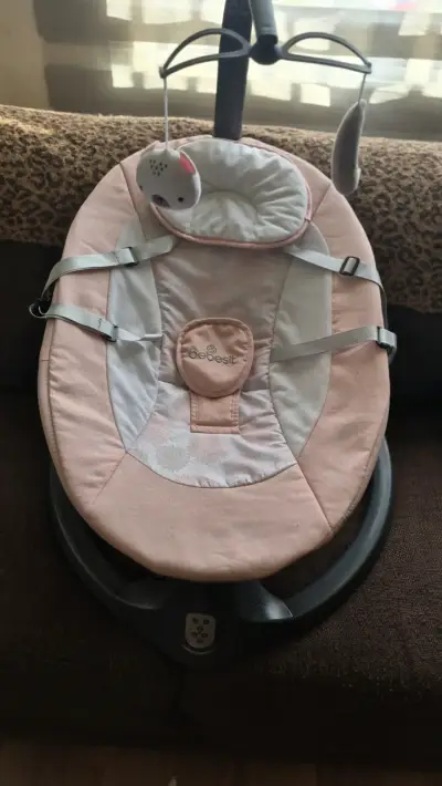 Silla mecedora para bebé Bebesit rosa - miniatura 1