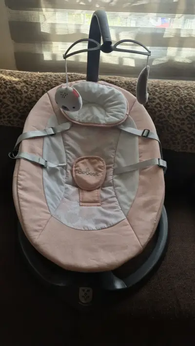 Silla mecedora para bebé Bebesit rosa - miniatura 3