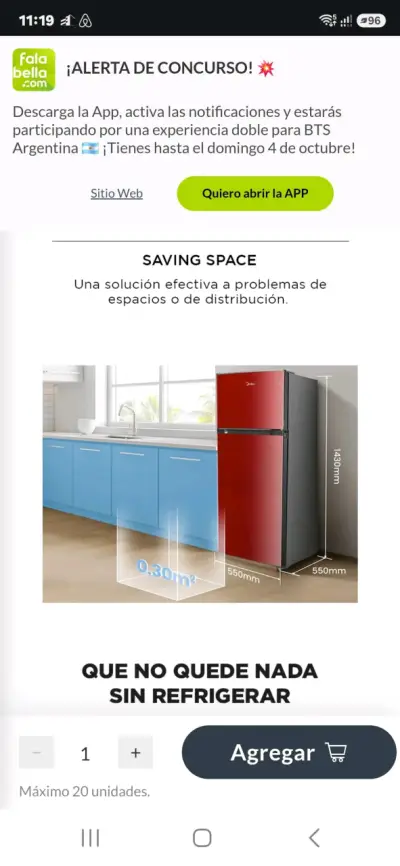 Refrigerador Midea rojo con puerta reversible - miniatura 2