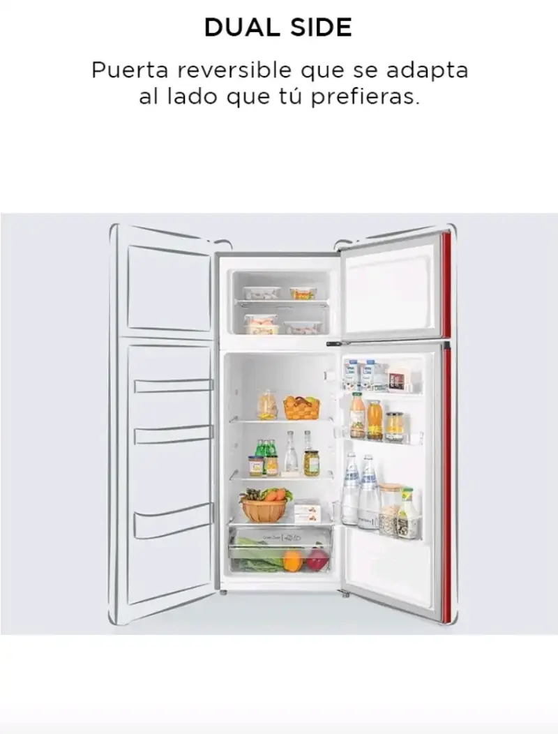 Refrigerador Midea rojo con puerta reversible - 3