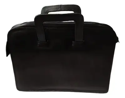 Maletín negro de cuero para laptop - miniatura 1