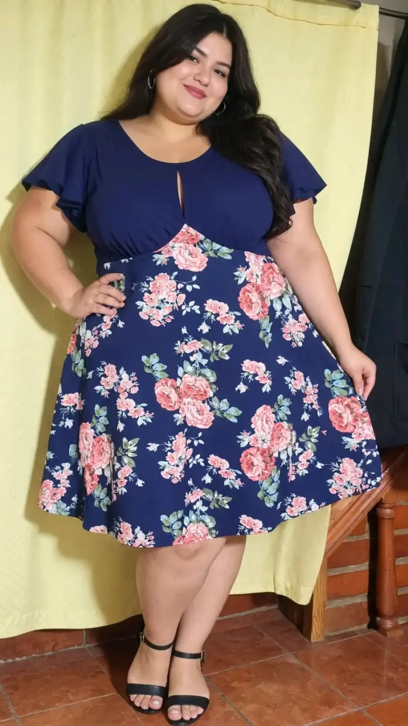 Vestido floral azul talla L/xl
