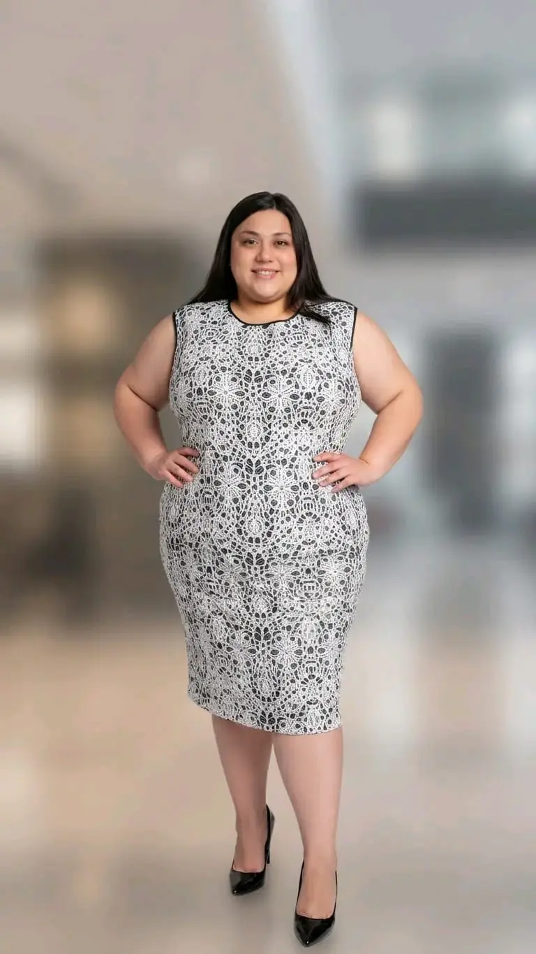 Vestido de encaje blanco y negro