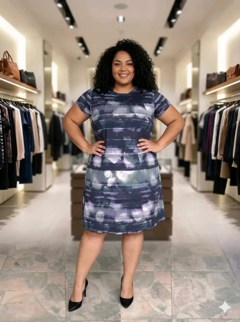 Vestido casual estampado para mujer talla grande