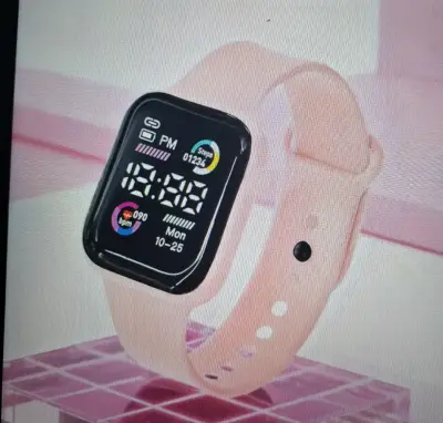 Set de joyería con reloj inteligente rosa - miniatura 2
