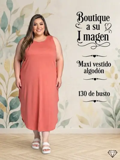 Maxi vestido de algodón talla grande - miniatura 1
