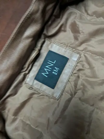 Chaqueta de cuero sintético marrón para mujer - miniatura 4