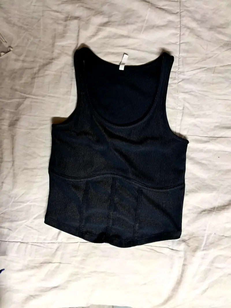 Top tipo corset negro sin mangas talla S