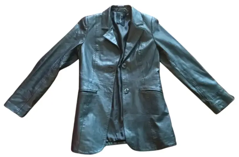 Blazer de cuero negro para mujer. Talla M - 2